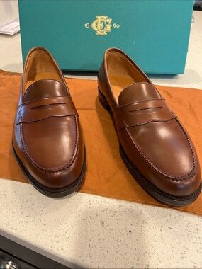 Edward Green Men's Cognac Leather Penny Loafers